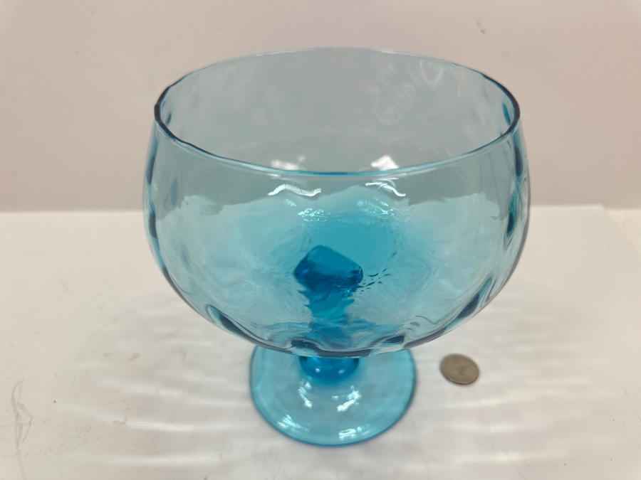 Vintage Empoli Blue Glass Pedestal Bowl 7'H [Photo 3]