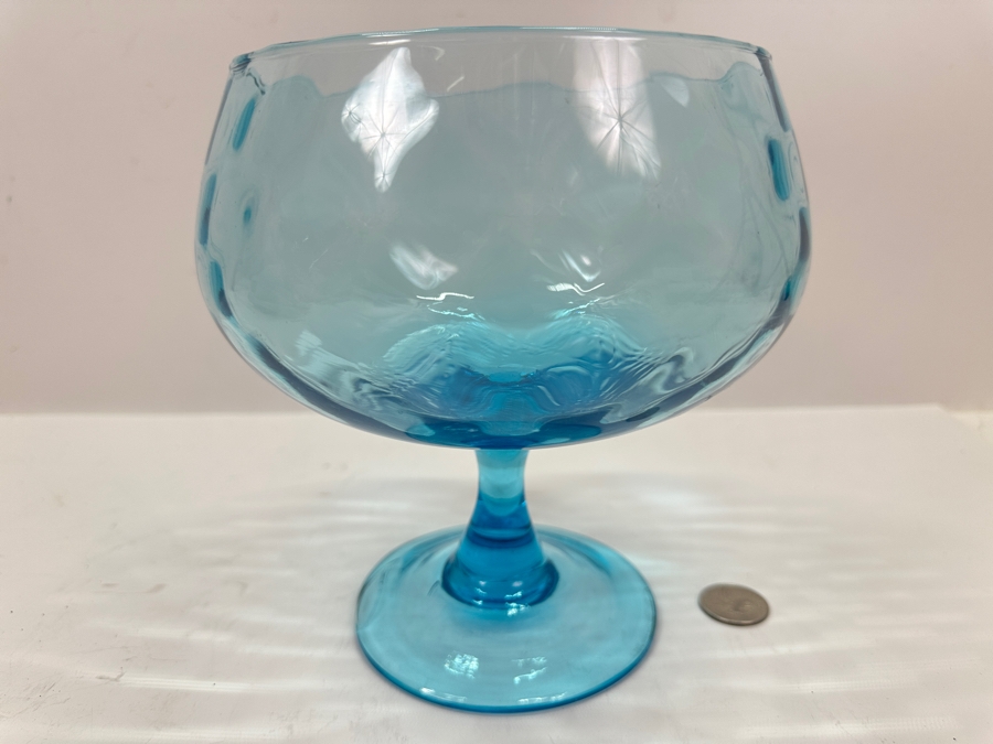 Vintage Empoli Blue Glass Pedestal Bowl 7'H [Photo 2]