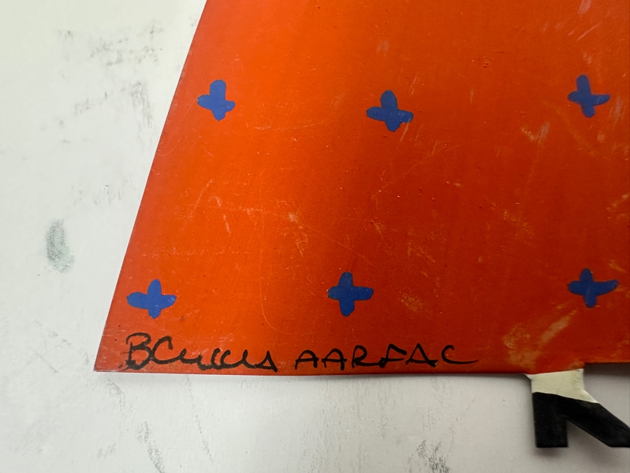 Vintage Artist Signed Hand Painted Folk Art Metal Figures, Animals, House [Photo 10]