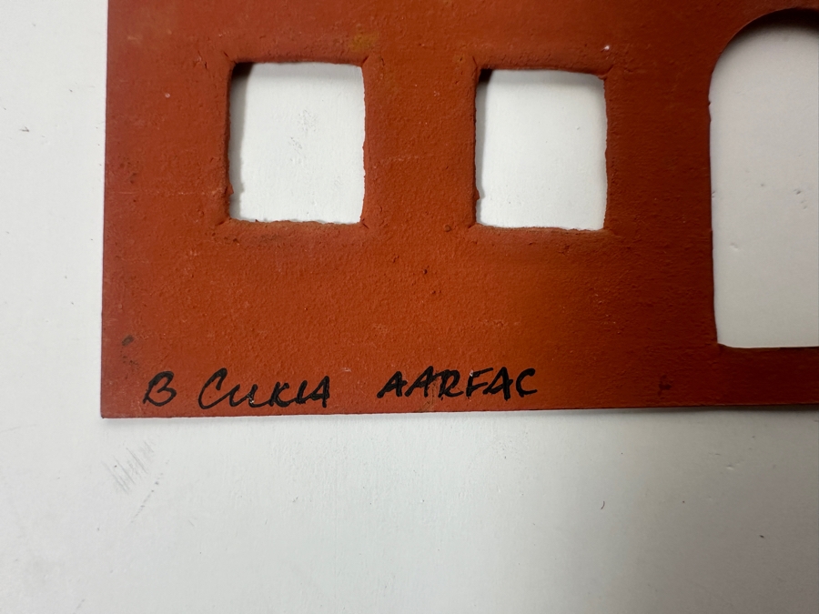 Vintage Artist Signed Hand Painted Folk Art Metal Figures, Animals, House [Photo 6]