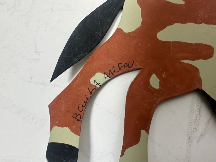 Vintage Artist Signed Hand Painted Folk Art Metal Figures, Animals, House [Photo 11]