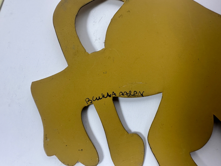 Vintage Artist Signed Hand Painted Folk Art Metal Figures, Animals, House [Photo 9]