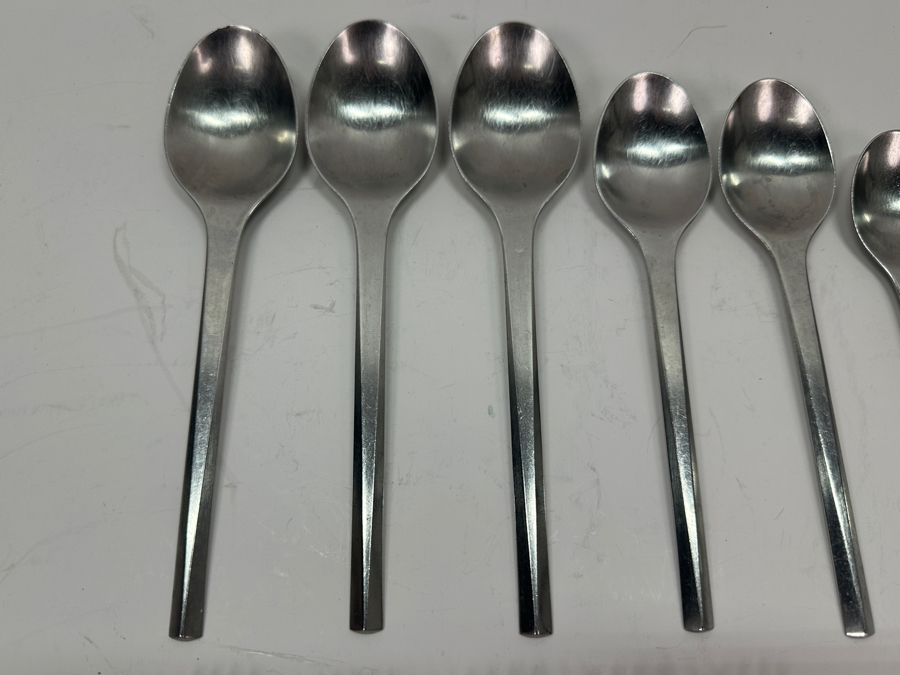 Vintage Georg Jensen Prism Pattern Stainless Flatware Set by Holbek & Dahlerup Circa 1960 [Photo 5]