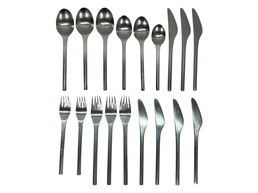 Vintage Georg Jensen Prism Pattern Stainless Flatware Set by Holbek & Dahlerup Circa 1960 [Photo 2]