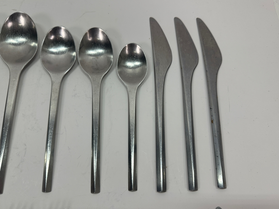 Vintage Georg Jensen Prism Pattern Stainless Flatware Set by Holbek & Dahlerup Circa 1960 [Photo 6]