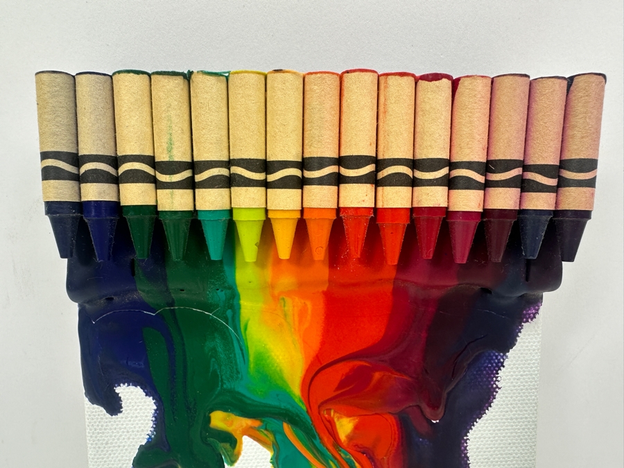 Small Original Mixed-Media Melting Crayons Artwork On Canvas 5W X 7H [Photo 3]
