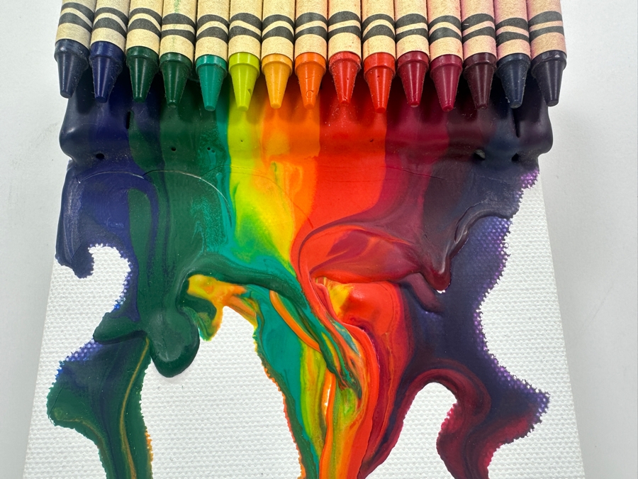Small Original Mixed-Media Melting Crayons Artwork On Canvas 5W X 7H [Photo 4]