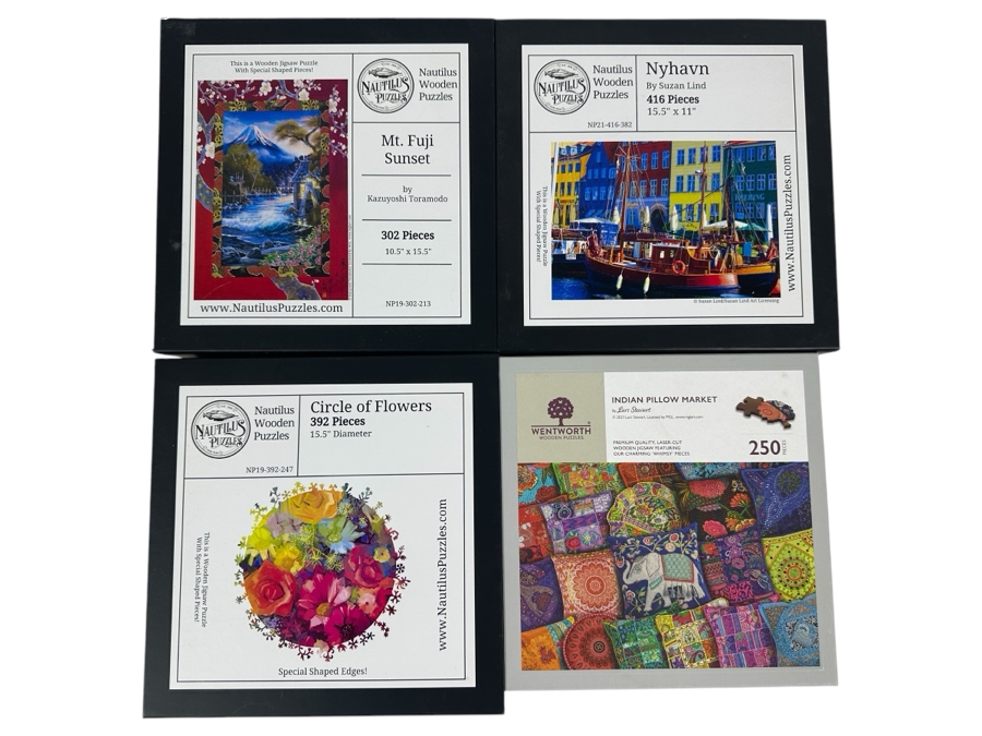 Lot of (4) Wooden Jigsaw Puzzles