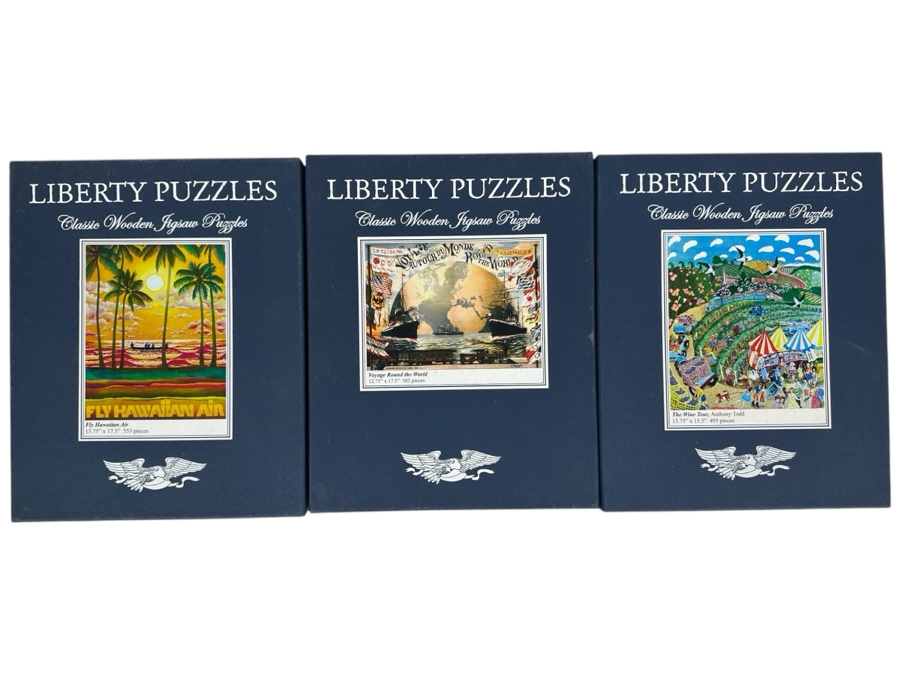 Lot of (3) Liberty Wooden Jigsaw Puzzles
