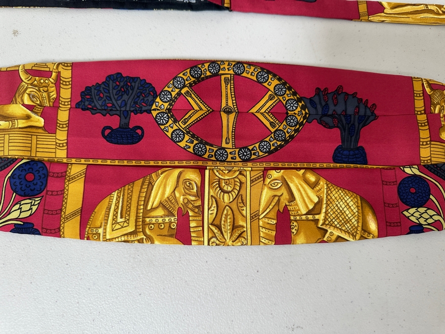 Vintage Hermes Cummerbund And Bow Tie 'Tirana' Adjustable Made In France Original Fabric Tag Attached [Photo 2]