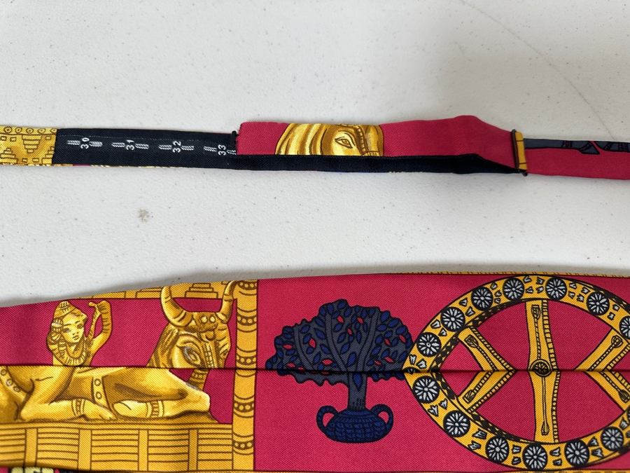 Vintage Hermes Cummerbund And Bow Tie 'Tirana' Adjustable Made In France Original Fabric Tag Attached [Photo 5]