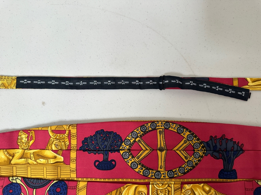Vintage Hermes Cummerbund And Bow Tie 'Tirana' Adjustable Made In France Original Fabric Tag Attached [Photo 6]