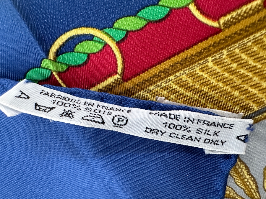 Hermes Silk Scarf 'Poste et Calvarie' Designed By Joachim Metz Made In France Original Fabric Tag Attached 35 X 35 [Photo 6]