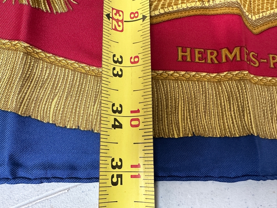 Hermes Silk Scarf 'Poste et Calvarie' Designed By Joachim Metz Made In France Original Fabric Tag Attached 35 X 35 [Photo 8]