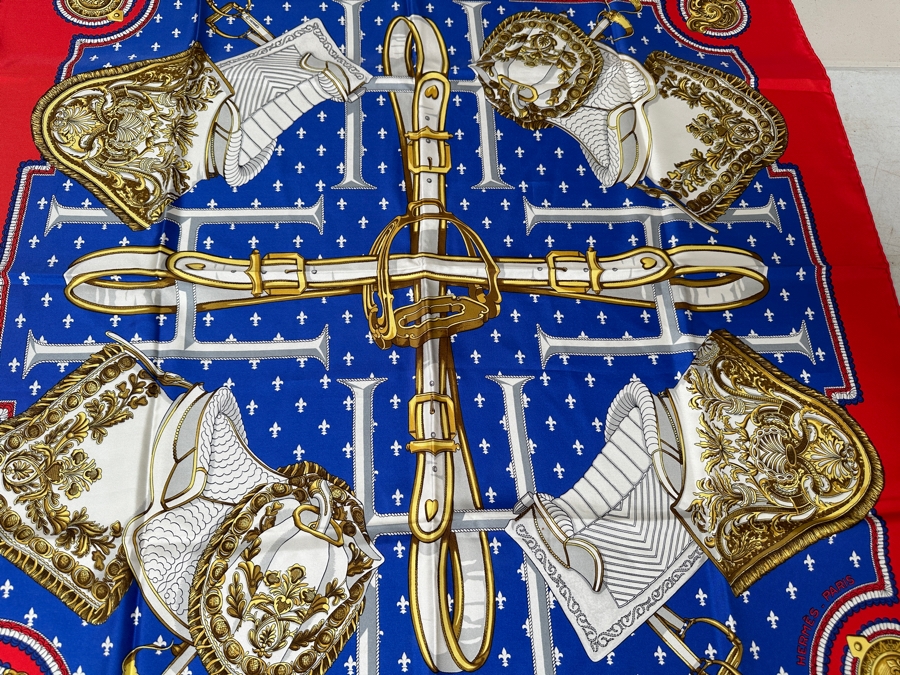 Vintage 1960's Hermes Silk Scarf 'Selles A Housse' Made In France Original Fabric Tag Attached 35 X 35 [Photo 3]