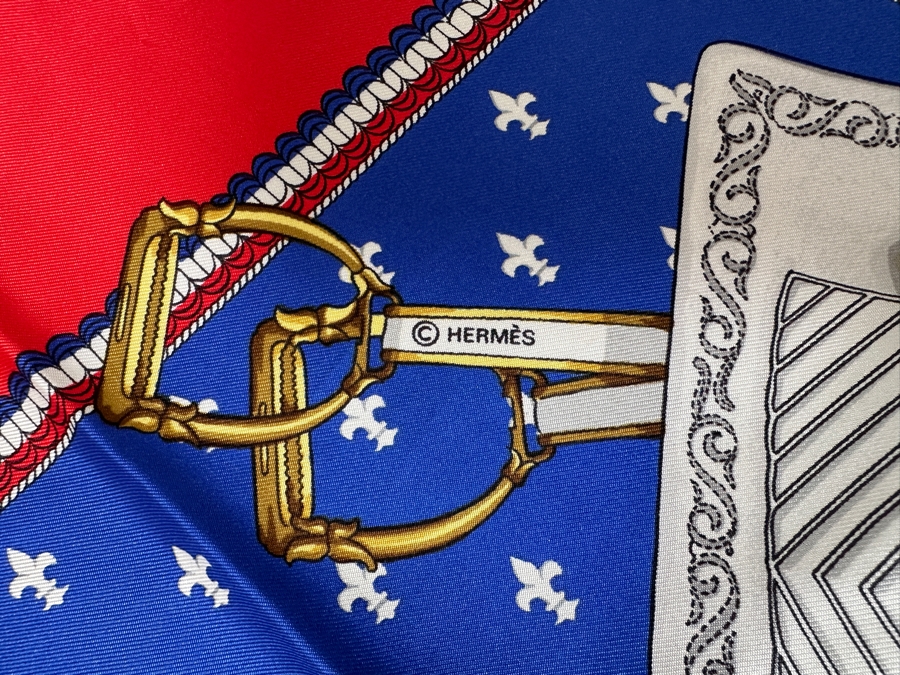 Vintage 1960's Hermes Silk Scarf 'Selles A Housse' Made In France Original Fabric Tag Attached 35 X 35 [Photo 7]
