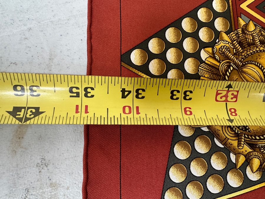 Vintage 1990's Hermes Silk Scarf 'L'or Des Chefs' Designed By Joachim Metz Made In France Original Fabric Tag Attached 35 X 35 [Photo 11]