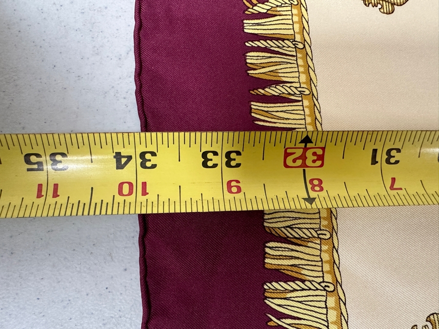 Vintage Hermes Silk Scarf 'Vue du Carosse de la Galera La Reale' Designed By Hugo Grygkar Made In France Original Fabric Tag Attached 35 X 35 [Photo 11]