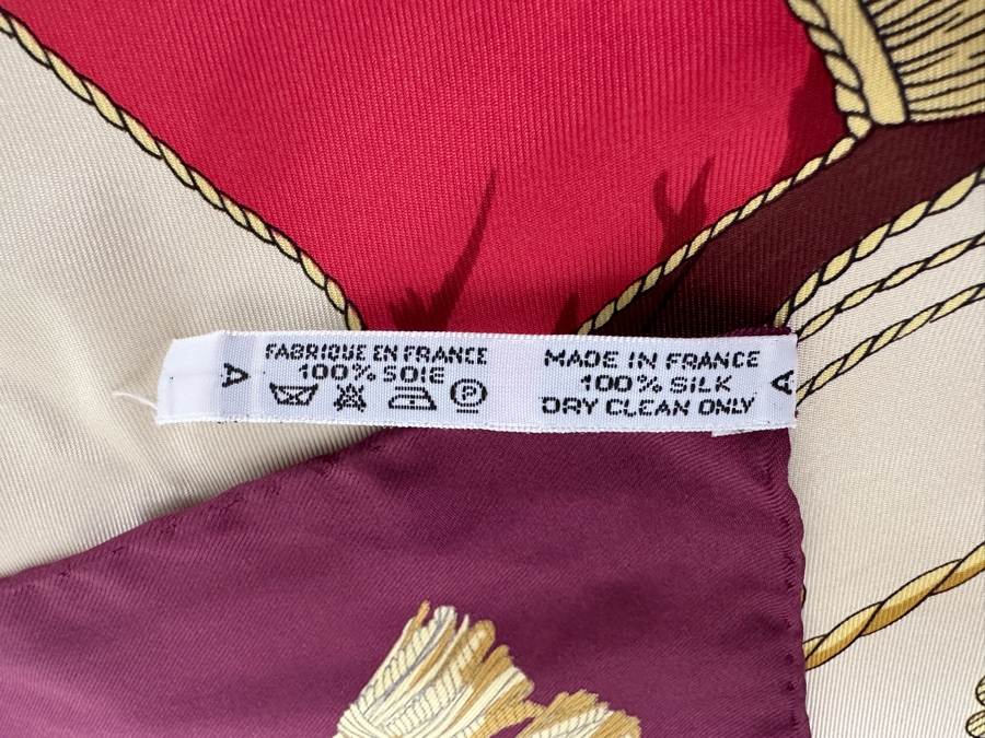 Vintage Hermes Silk Scarf 'Vue du Carosse de la Galera La Reale' Designed By Hugo Grygkar Made In France Original Fabric Tag Attached 35 X 35 [Photo 10]