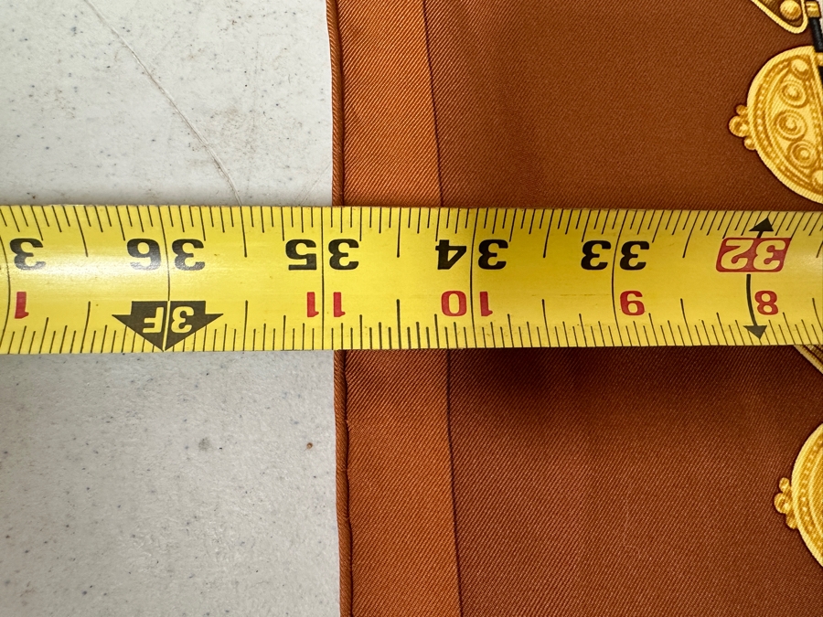 Vintage Hermes Silk Scarf 'Parures Des Sables' Designed By Laurence Bourthoumieux Made In France Original Fabric Tag Attached 35 X 35 [Photo 8]