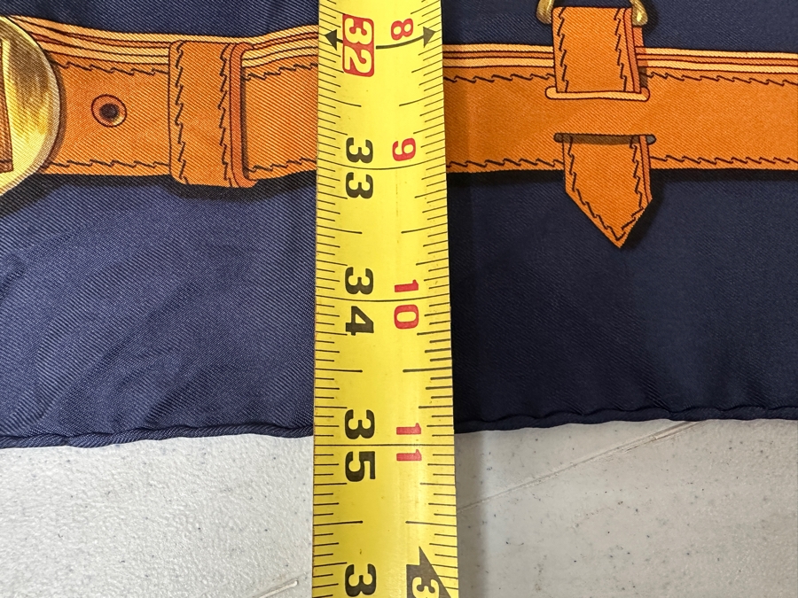Vintage Hermes Silk Scarf 'Cuiveeries' Designed By F. DeLaPerriere Made In France Original Fabric Tag Attached 35 X 35 [Photo 9]