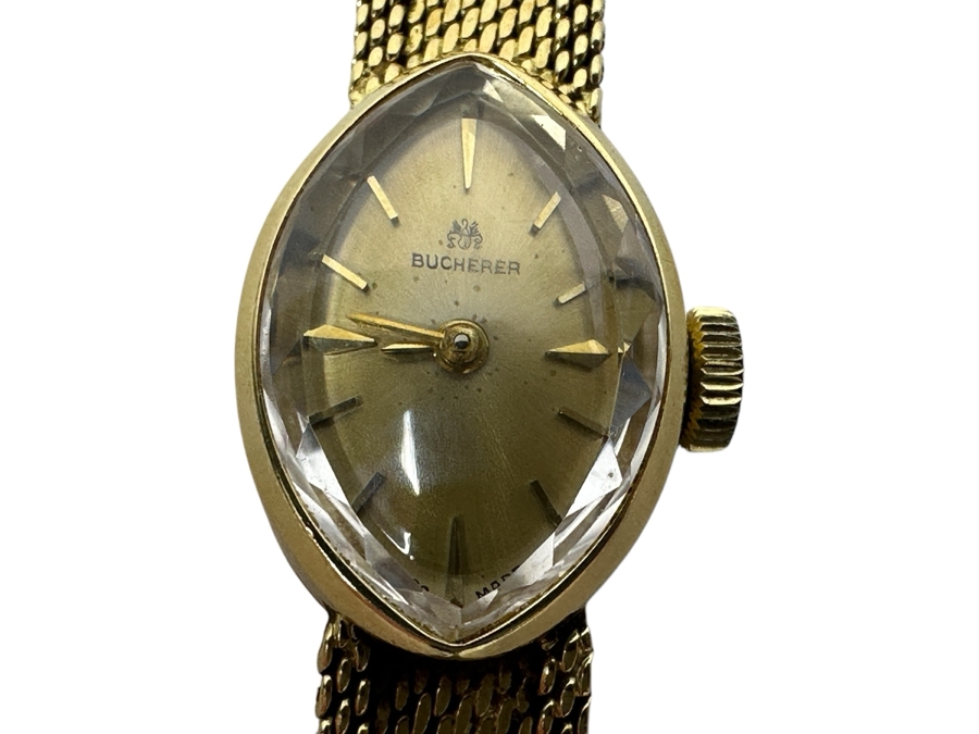 Vintage 18k Gold Carl F. Bucherer Swiss Made Women's Wrist Watch With 18k Gold Watch Band And Original Case Working 21.3g Estimate $1,500-$2,000 [Photo 2]