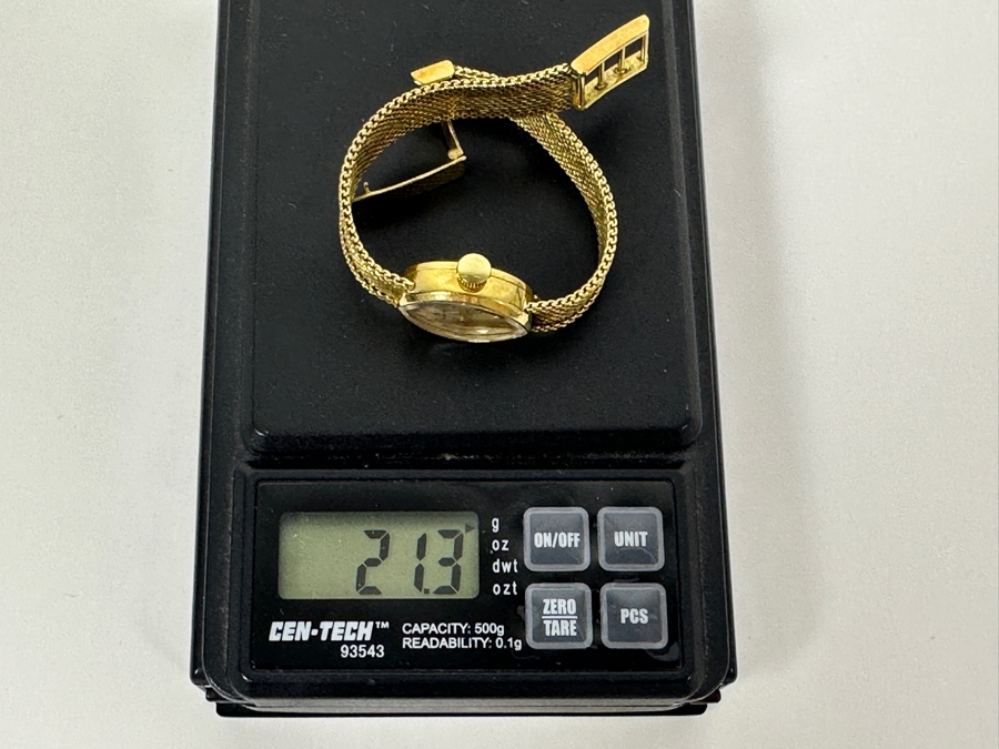 Vintage 18k Gold Carl F. Bucherer Swiss Made Women's Wrist Watch With 18k Gold Watch Band And Original Case Working 21.3g Estimate $1,500-$2,000 [Photo 15]