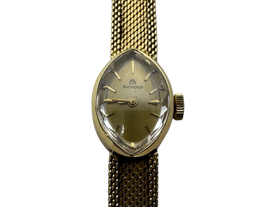 Vintage 18k Gold Carl F. Bucherer Swiss Made Women's Wrist Watch With 18k Gold Watch Band And Original Case Working 21.3g Estimate $1,500-$2,000 [Photo 3]