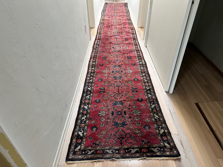 Just Added - Stunning Long Vintage Hand Knotted Wool Persian Runner Rug 32' X 234' [Photo 2]