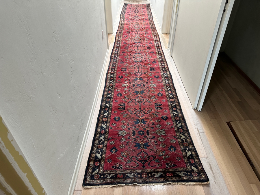 Just Added - Stunning Long Vintage Hand Knotted Wool Persian Runner Rug 32' X 234' [Photo 1]