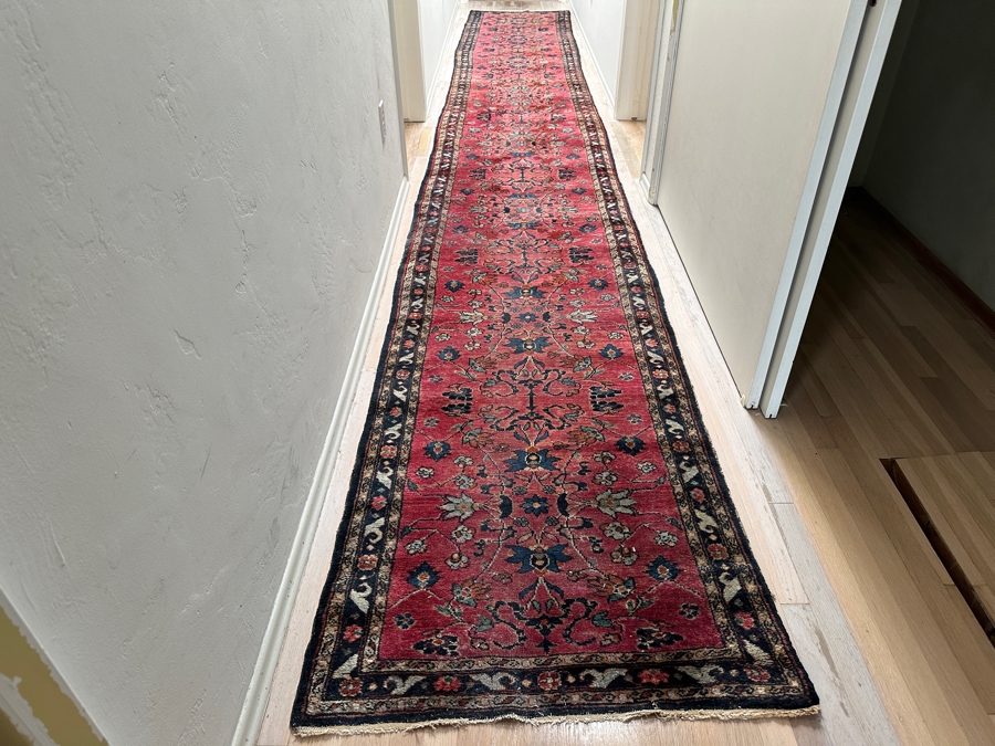 Just Added - Stunning Long Vintage Hand Knotted Wool Persian Runner Rug 32' X 234' [Photo 3]