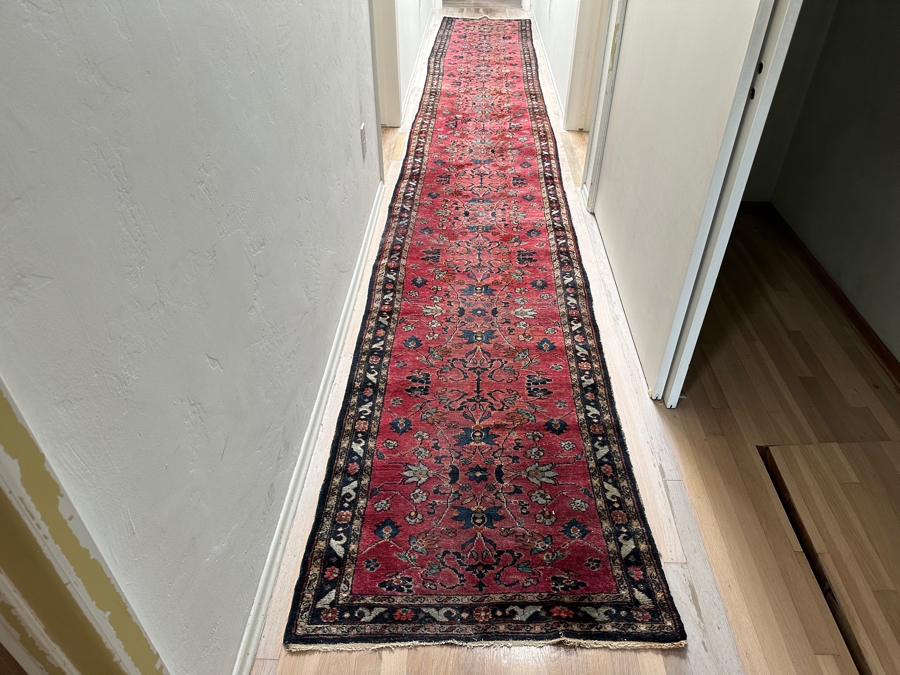 Just Added - Stunning Long Vintage Hand Knotted Wool Persian Runner Rug 32' X 234' [Photo 6]