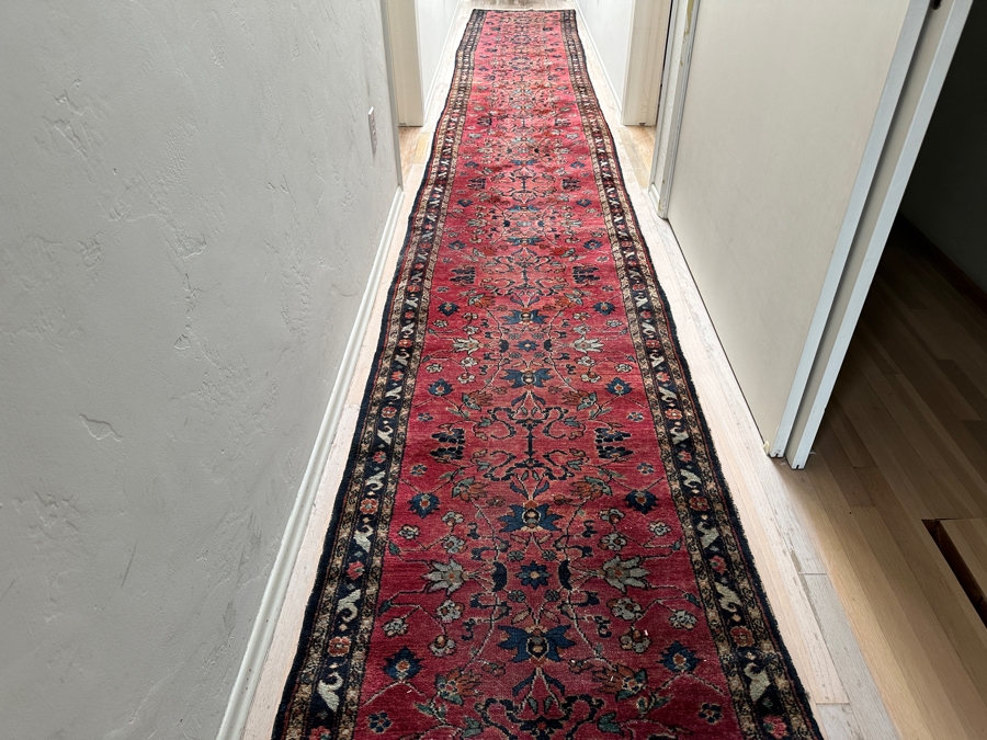 Just Added - Stunning Long Vintage Hand Knotted Wool Persian Runner Rug 32' X 234' [Photo 5]