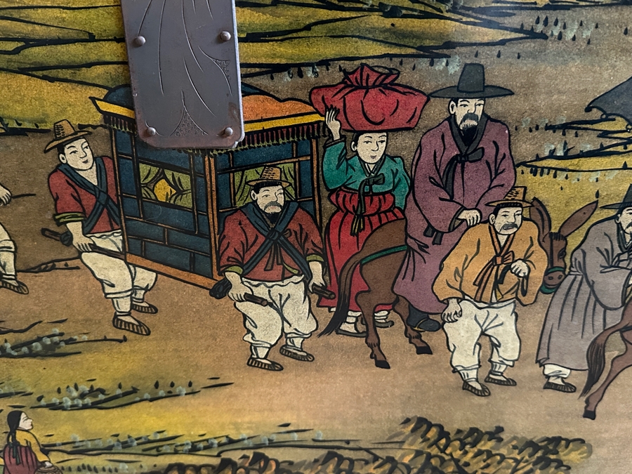 Just Added - Vintage Beautiful Chinese Hand Painted Wooden Trunk Chest Box 32W X 15D X 17.5H [Photo 17]