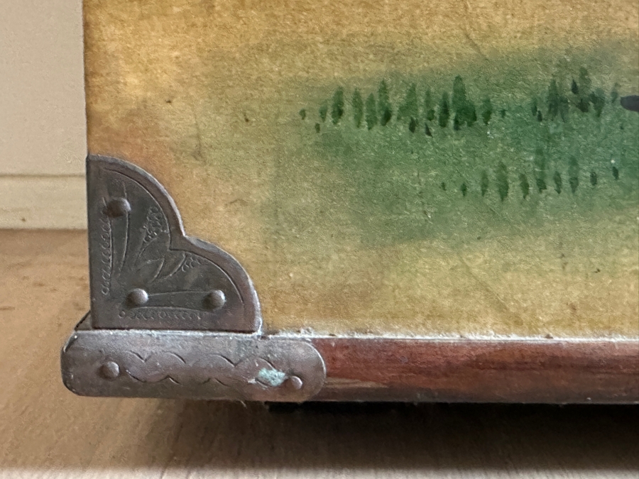 Just Added - Vintage Beautiful Chinese Hand Painted Wooden Trunk Chest Box 32W X 15D X 17.5H [Photo 12]