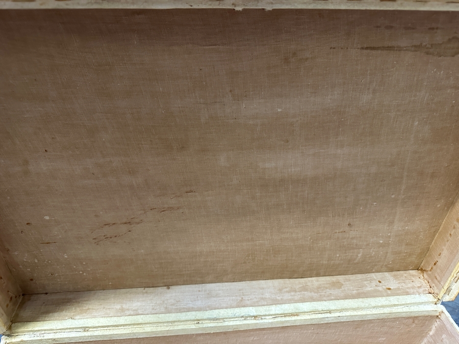 Just Added - Vintage Chinese Hand Painted Pig Skin Wrapped Wooden Trunk Chest Box 28W X 18D X 12.5H	 [Photo 25]