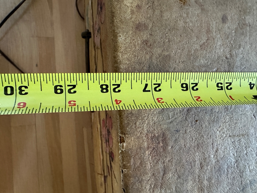 Just Added - Vintage Chinese Hand Painted Pig Skin Wrapped Wooden Trunk Chest Box 28W X 18D X 12.5H	 [Photo 21]