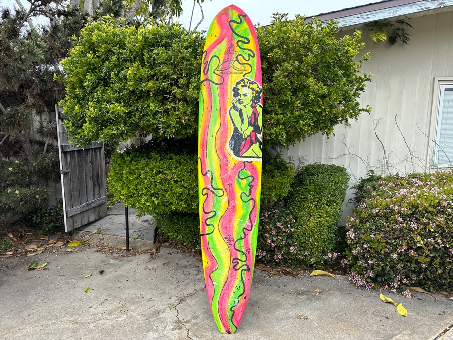 Just Added - Reilly Surfboards 9'1' Surfboard Shaped By Sean Reilly Maui Hawaii With Custom Marilyn Monroe Artwork [Photo 1]