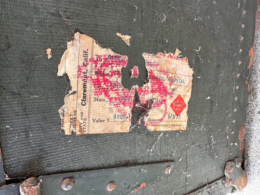 Just Added - Vintage Green Steamer Trunk 37W X 23D X 25H [Photo 8]