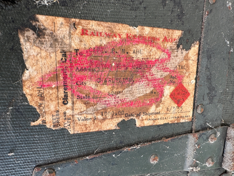 Just Added - Vintage Green Steamer Trunk 37W X 23D X 25H [Photo 7]