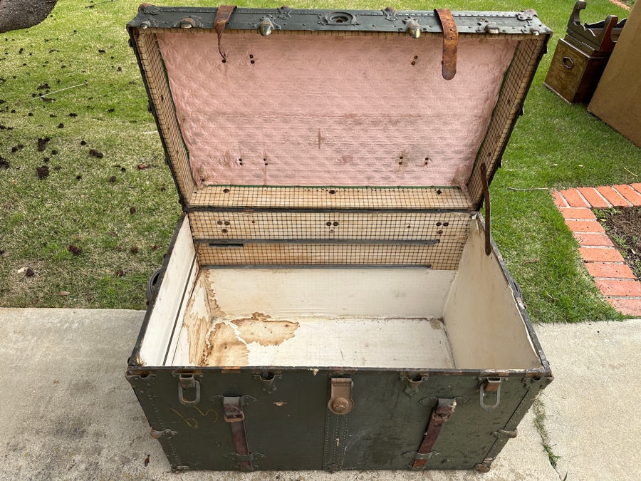 Just Added - Vintage Green Steamer Trunk 37W X 23D X 25H [Photo 10]