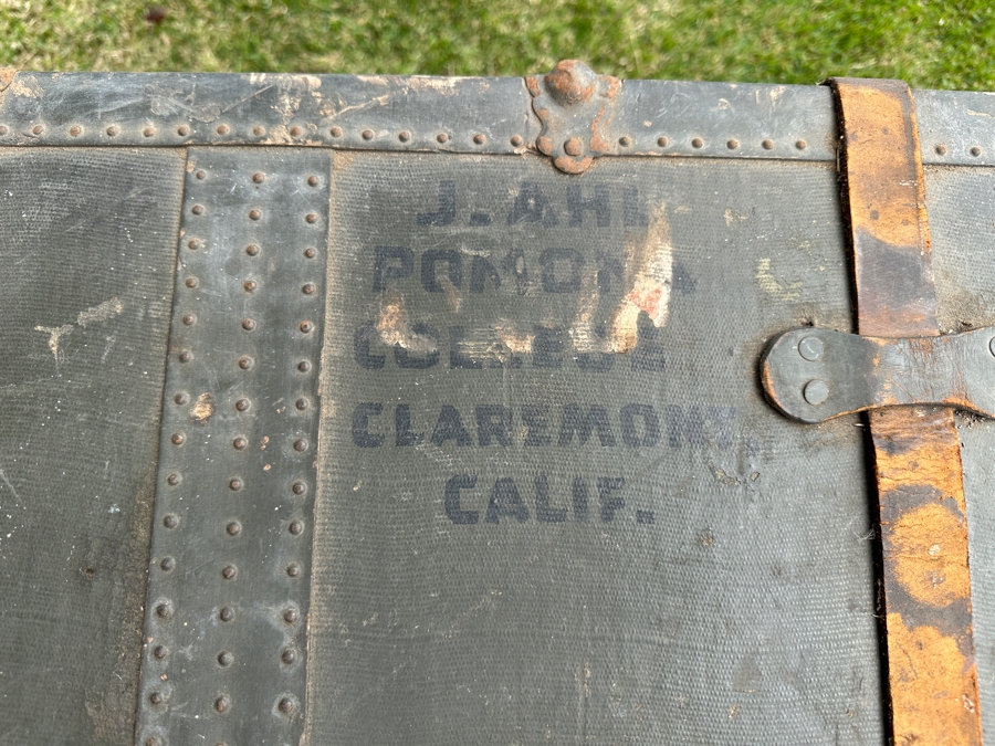 Just Added - Vintage Green Steamer Trunk 37W X 23D X 25H [Photo 3]