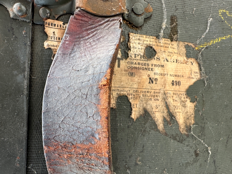 Just Added - Vintage Green Steamer Trunk 37W X 23D X 25H [Photo 6]