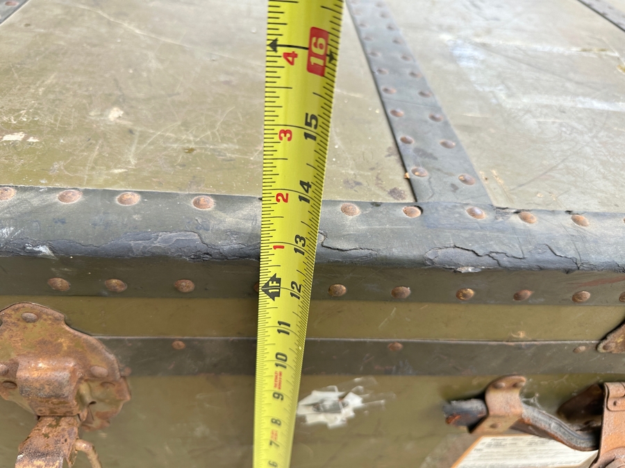 Just Added - Vintage Green Military Foot Locker Trunk 37W X 20D X 12.5H [Photo 11]