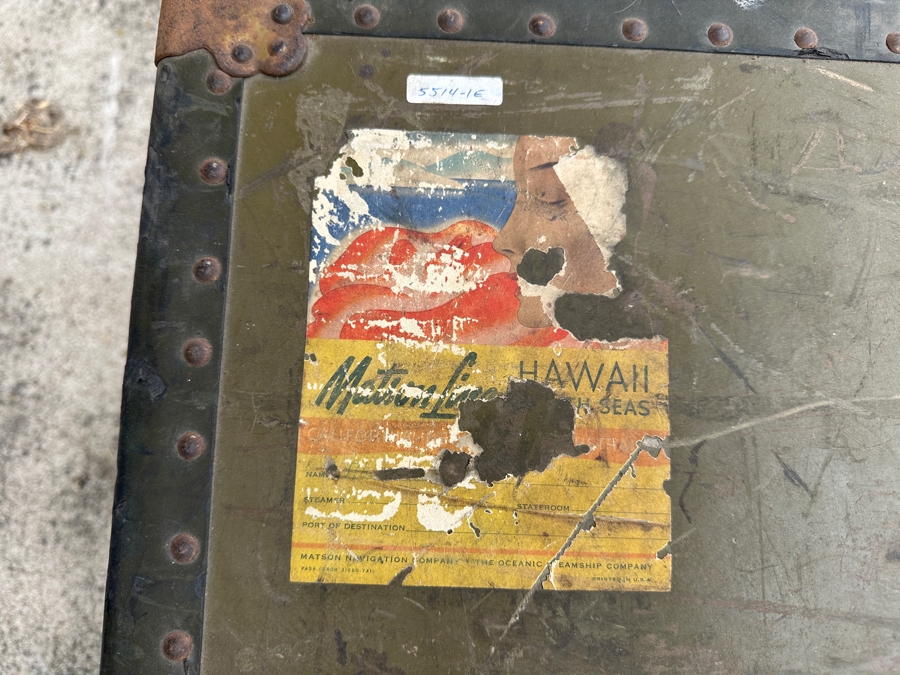 Just Added - Vintage Green Military Foot Locker Trunk 37W X 20D X 12.5H [Photo 4]