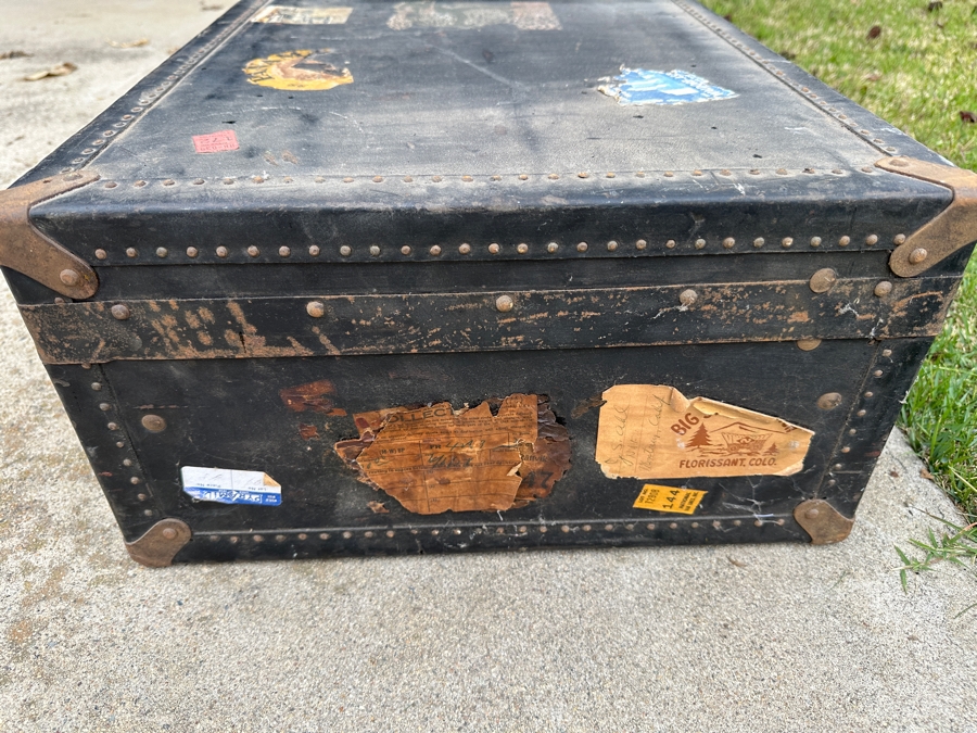 Just Added - Vintage Black Foot Locker Trunk Filled With Vintage Dolls 30W X 17D X 9H [Photo 8]