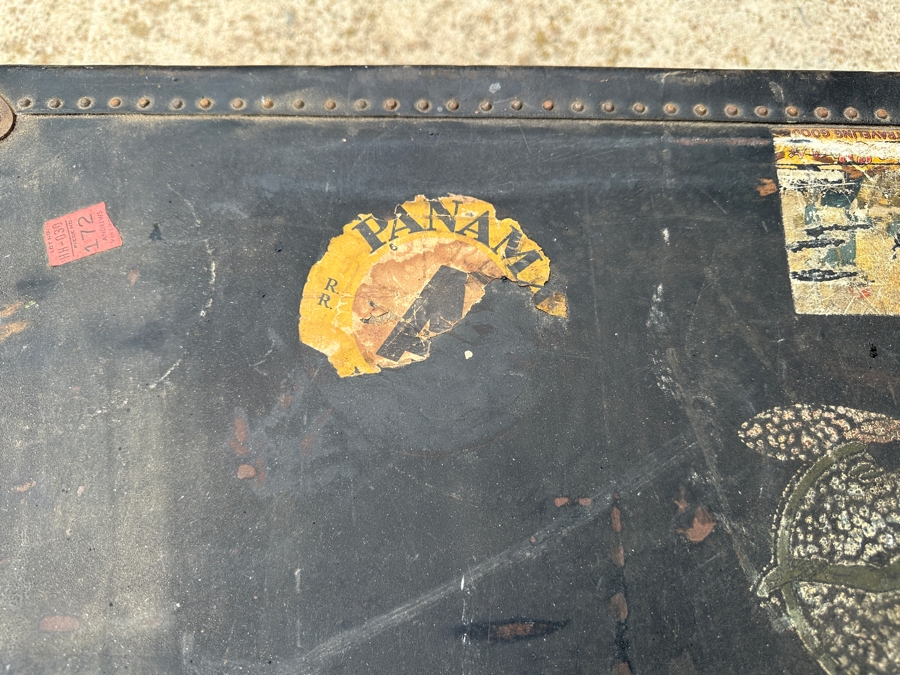 Just Added - Vintage Black Foot Locker Trunk Filled With Vintage Dolls 30W X 17D X 9H [Photo 6]