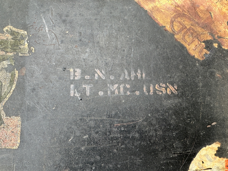 Just Added - Vintage Black Foot Locker Trunk Filled With Vintage Dolls 30W X 17D X 9H [Photo 5]