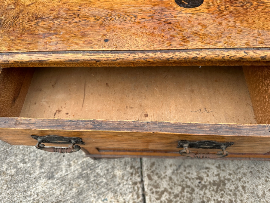 Just Added - Vintage Arts And Crafts Tiger Oak Sideboard Cabinet 48W X 16D X 43H [Photo 7]