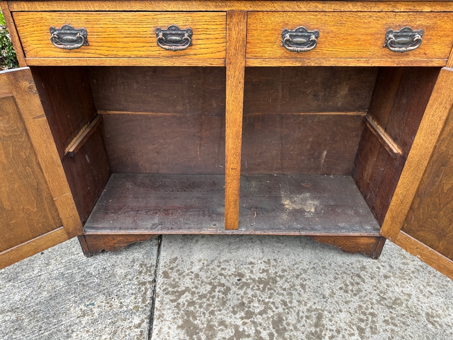 Just Added - Vintage Arts And Crafts Tiger Oak Sideboard Cabinet 48W X 16D X 43H [Photo 8]